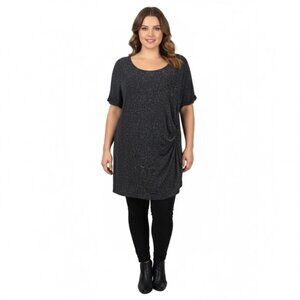 💠Penningtons Shimmer Tunic Top Asymmetric Short Sleeve Metallic Mini Dress